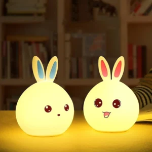 bunnyrabbitnightlightlamp rechargeablesiliconeledlampcolorchanging 1
